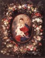 Die Jungfrau und das Kind in einer Girlande aus Barock Peter Paul Rubens Blumen